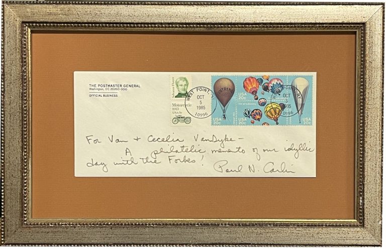 Paul N Carlin signed US FDC/Stamp 1985 West Point Postmaster General Framed- COA