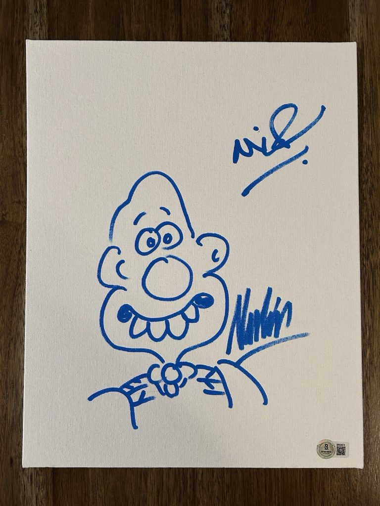Nick Park & Merlin Crossingham Wallace & Gromit 11x14 Signed Sketch Beckett And