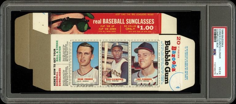 1966 Bazooka Complete Box Roberto Clemente/Cloninger/Chance- PSA Graded 4 VG-EX