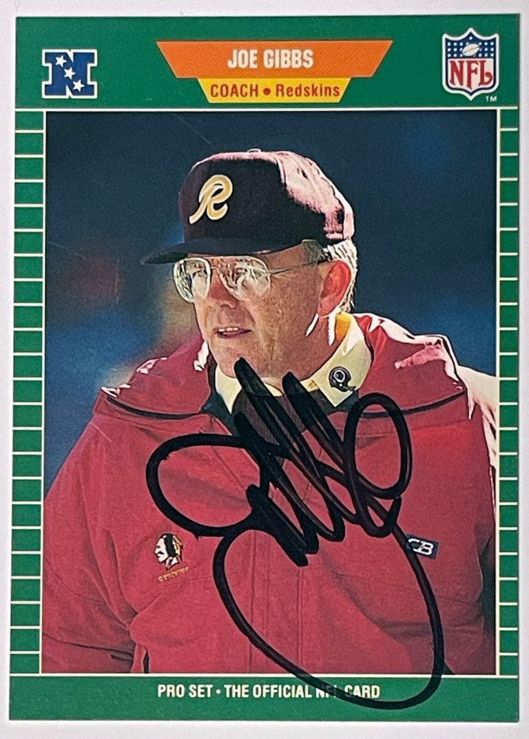 Joe Gibbs Signed 1989 Pro Set NFL Washington Rookie (RC) Card #440 - Beckett Rev