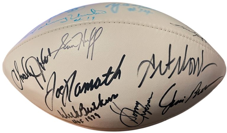 HOF Legends Signed WP Football 17 Sigs Namath/Jim Brown/Riggins/Monk/Gibbs - COA