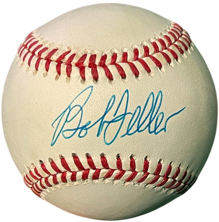 Bob Feller signed Official Rawlings RONL Baseball-HOF/3 X No Hitters/8XAS - COA