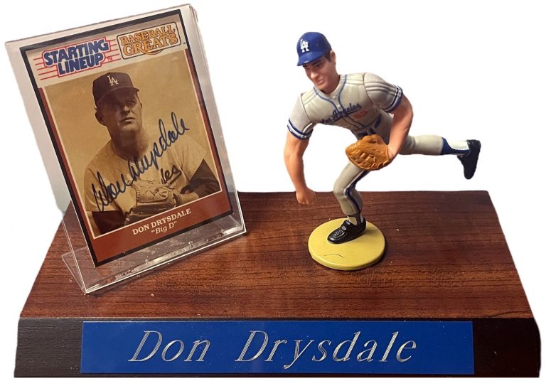 Don Drysdale signed 1989 Kenner Starting Lineup Dodgers Card/Figure/Display- COA