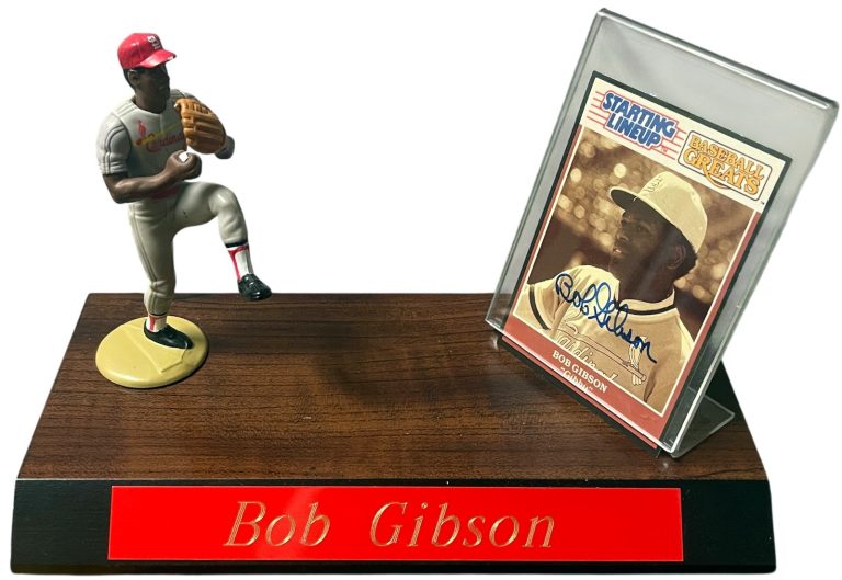 Bob Gibson signed 1989 Kenner Starting Lineup Greats Card/Figure/Display- COA