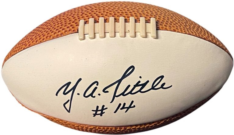 YA (Y.A.) Tittle signed Mini Football (5.5 inch) #14- COA -(New York Giants/HOF)
