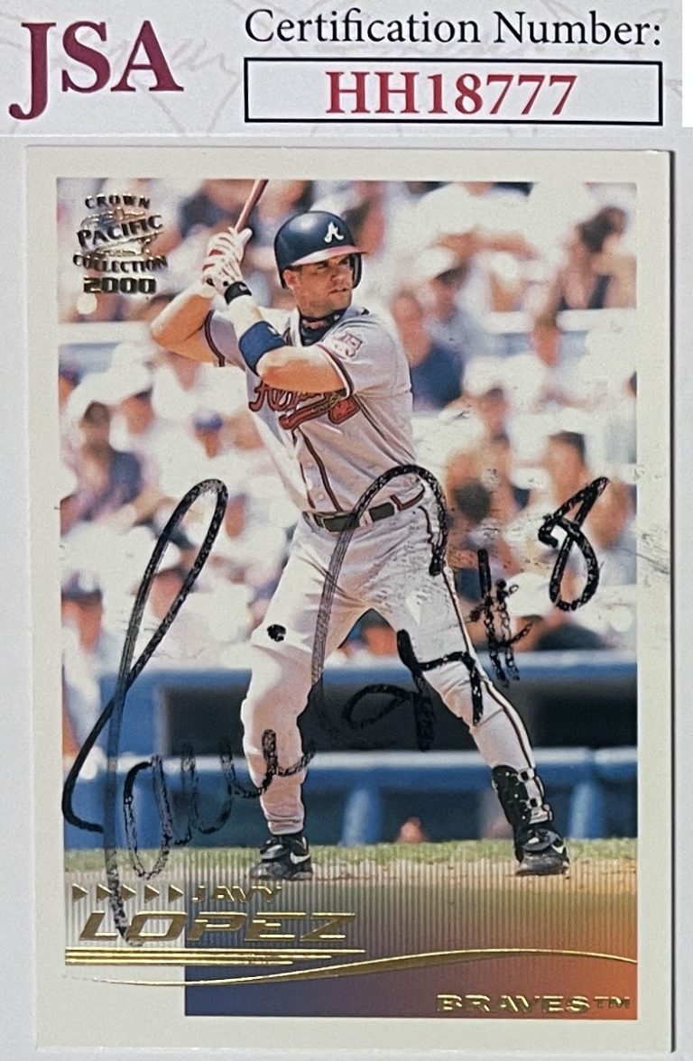 Javy Lopez signed 2000 Pacific Baseball On Card Auto #24- JSA (Braves)