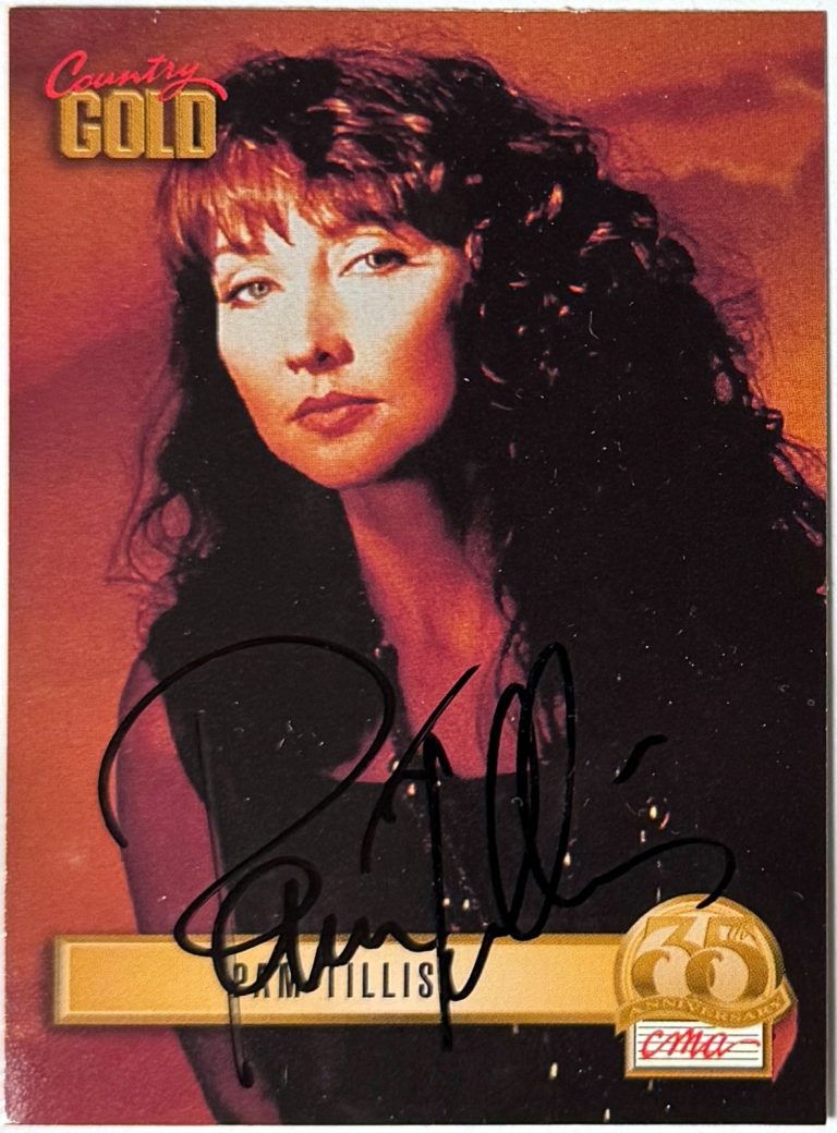 Pam Tillis signed 1993 Sterling Country CMA Gold 35th On Card Auto #90- COA