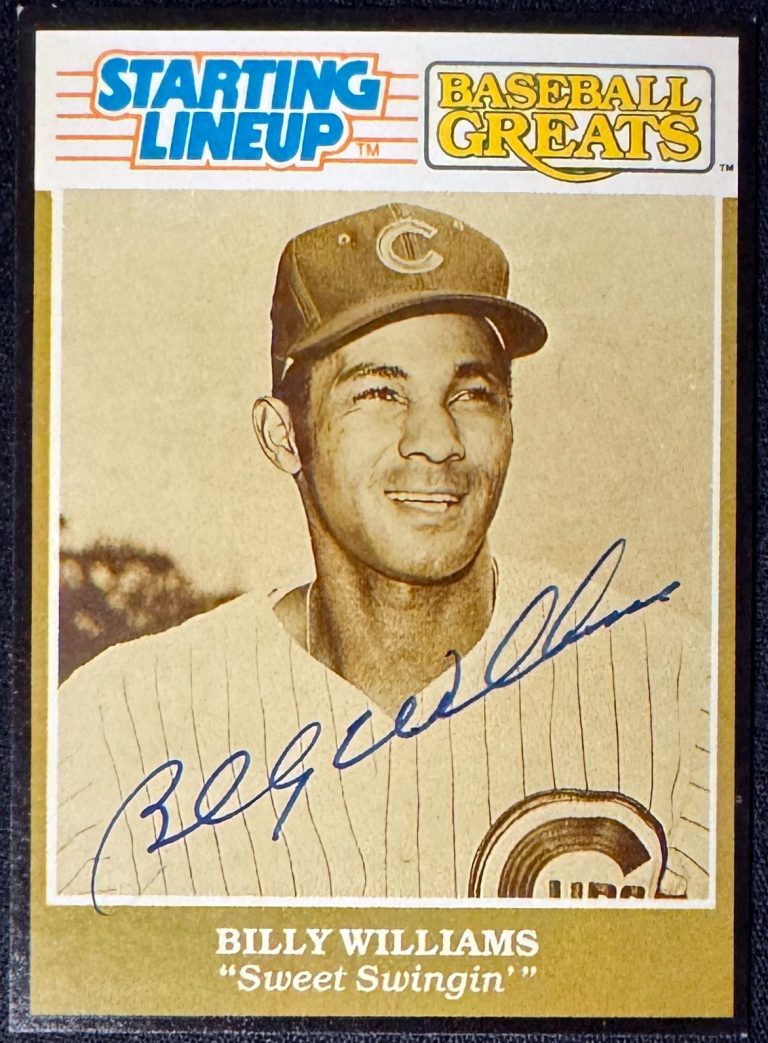 Billy Williams signed 1989 Kenner Starting Lineup Cubs MLB SLU On Card Auto-COA