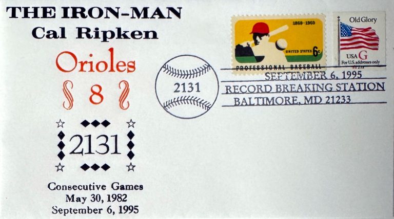 Cal Ripken,Jr. Orioles IronMan 2131 Consecutive Games Commemorative Stamp Cachet
