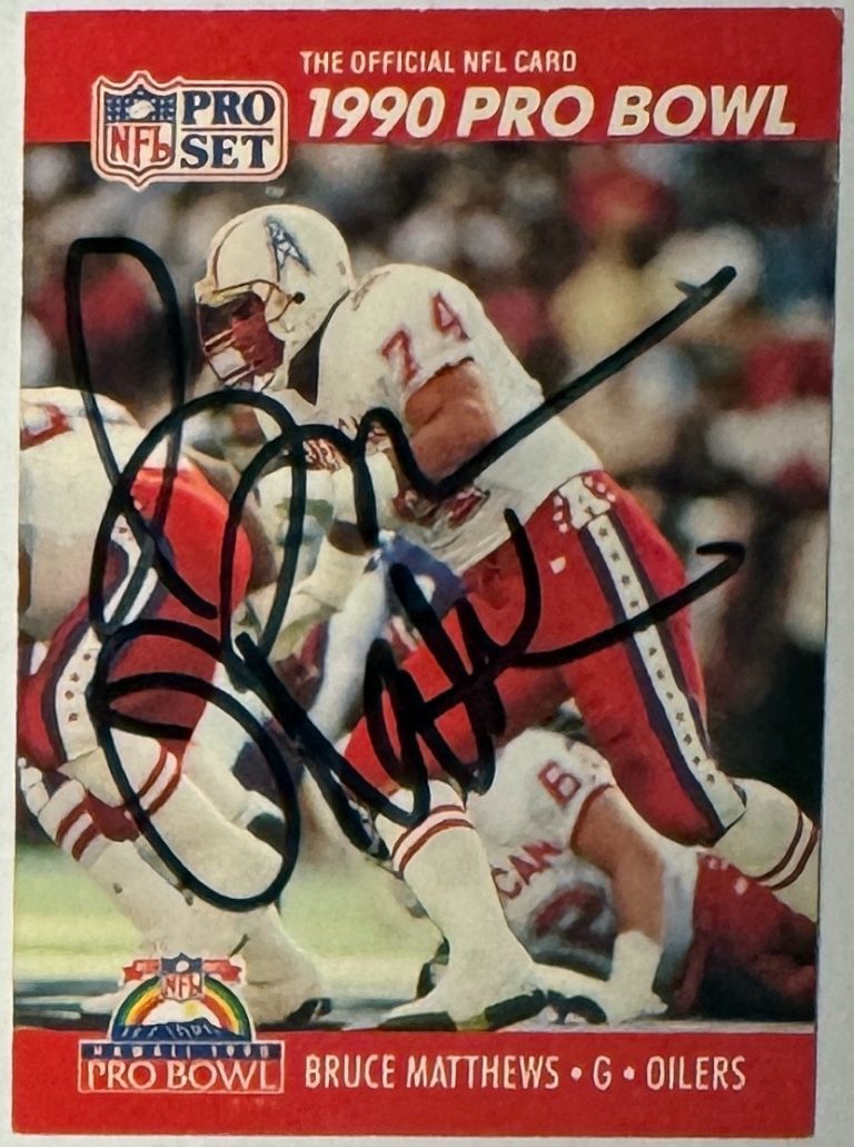 Bruce Matthews signed 1990 Pro Set Pro Bowl On Card Auto #352- COA (Oilers/HOF)