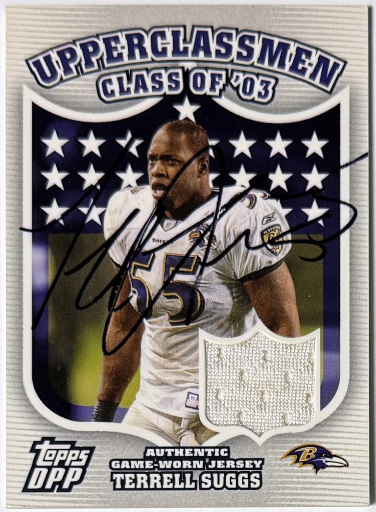 Terrell Suggs signed 2006 Topps DPP Upperclassmen Relics On Card Auto #UC-TS-COA