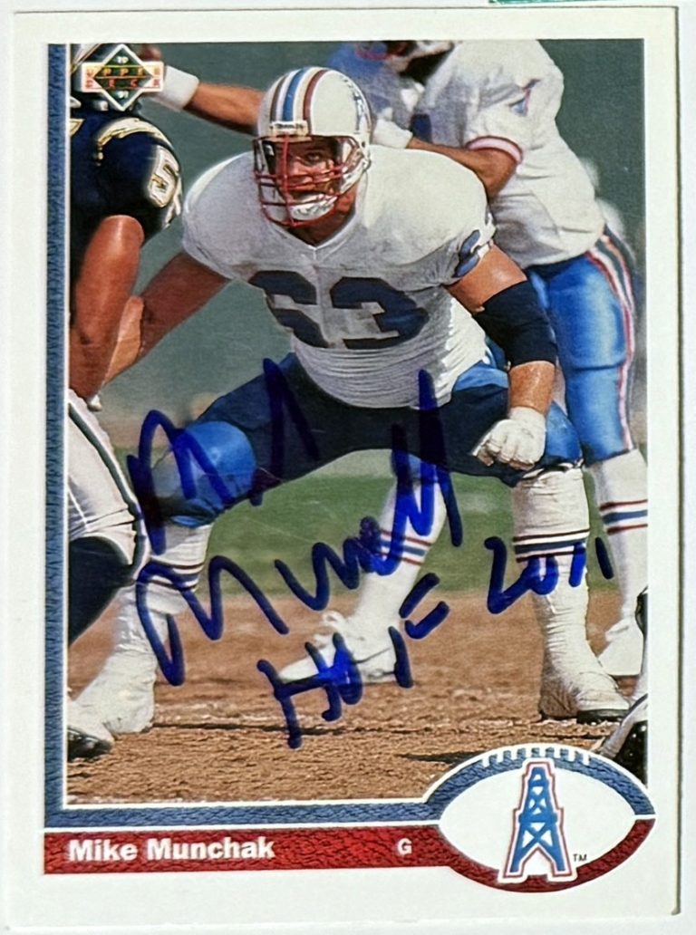 Mike Munchak signed 1991 Upper Deck On Card Auto #333 W/ HOF 2011- COA (Oilers)