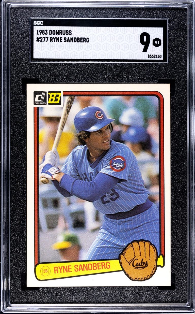Ryne Sandberg 1983 Donruss Rookie Card (RC) #277- SGC Graded 9 MT (Chicago Cubs)