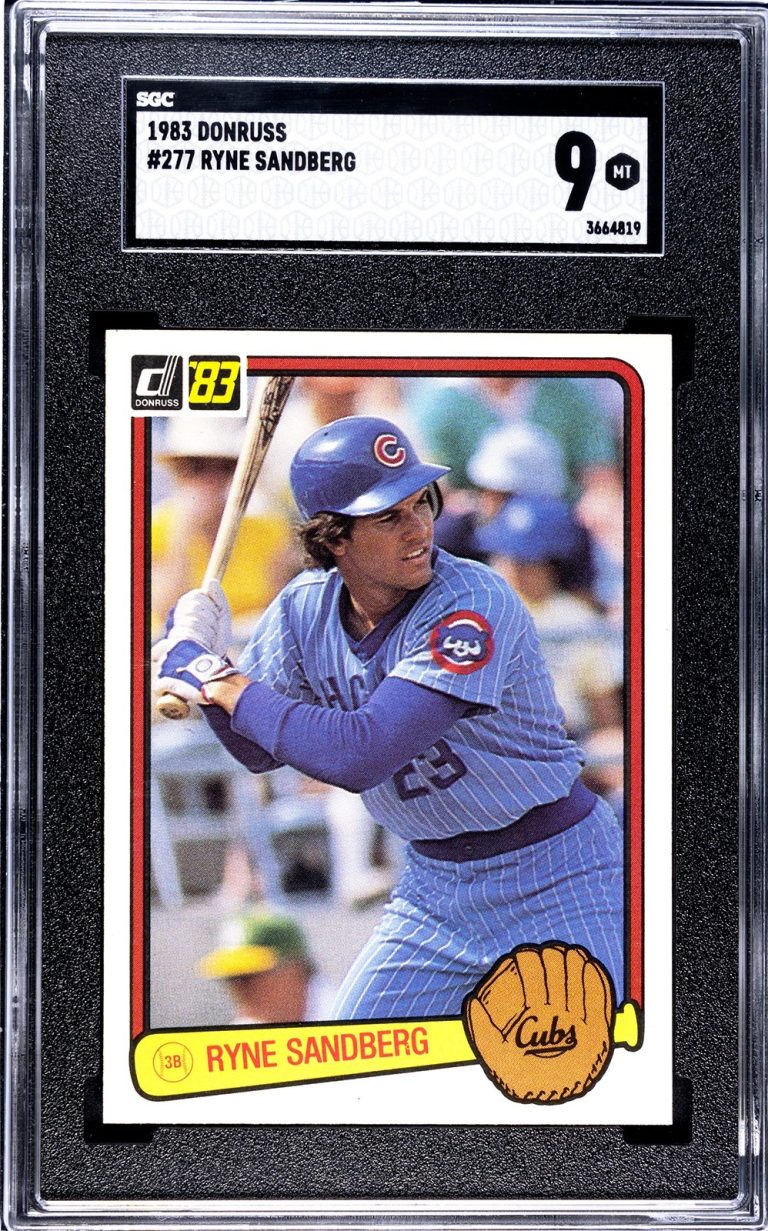 Ryne Sandberg 1983 Donruss Rookie Card (RC) #277- SGC Graded 9 MT (Chicago Cubs)