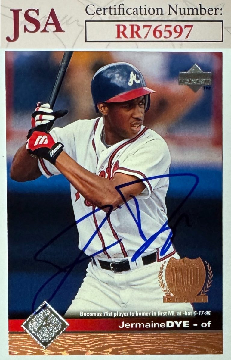 Jermaine Dye signed 1997 Upper Deck On Card Auto #12- JSA- Atlanta Braves/WS MVP