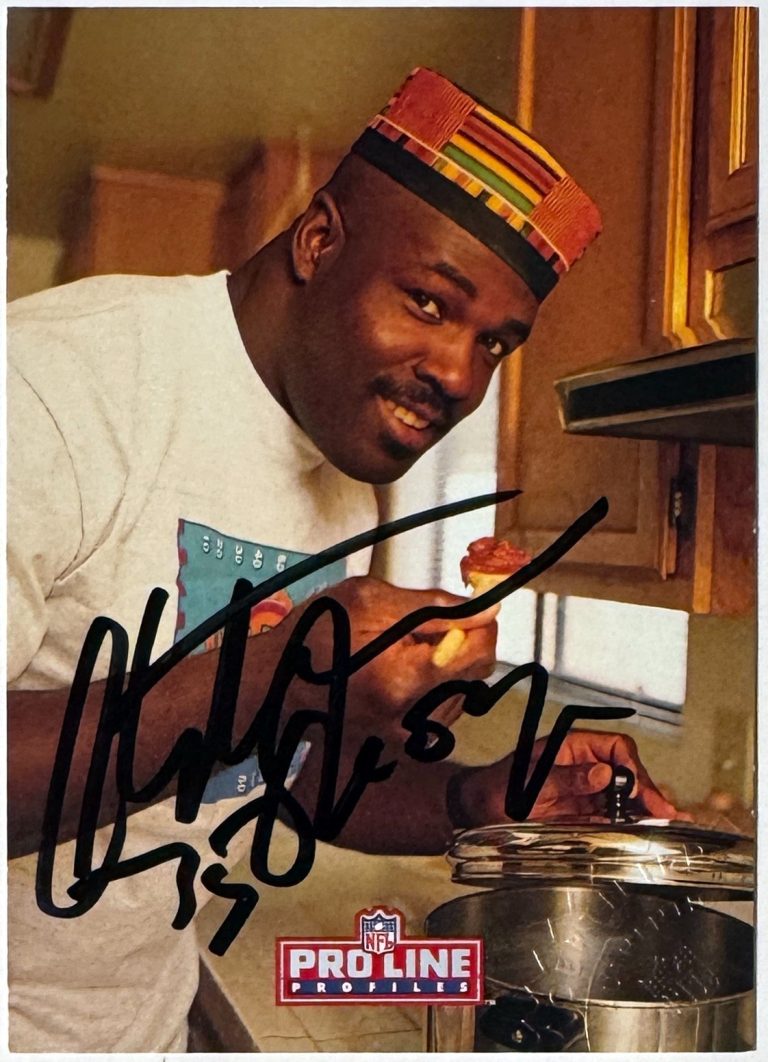 Christian Okoye signed 1992 Pro Line Profiles Certified On Card Auto #3- Chiefs