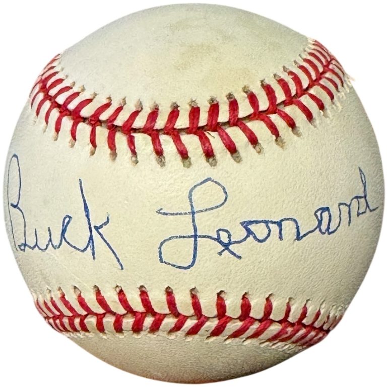 Buck Leonard Signed Ofc ROAL Rawlings American League Baseball Tone -COA (HOF)