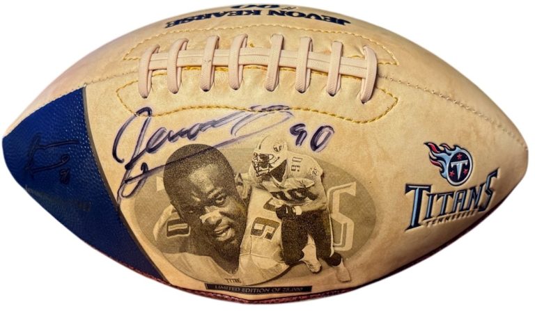 Jevon Kearse signed Tessessee Titans NFL Fotoball Sports Logo Football #90 - COA