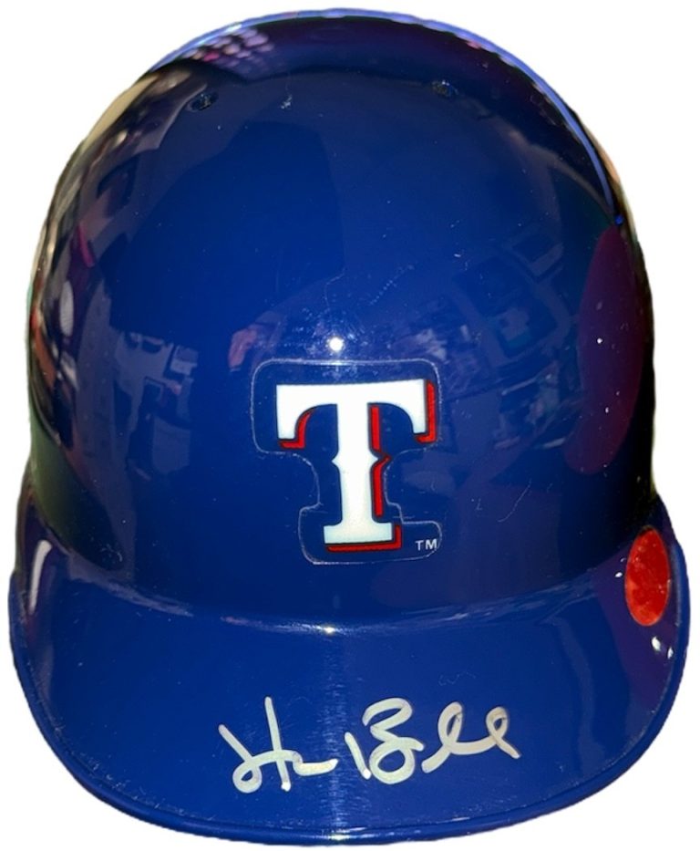 Hank Blalock signed Texas RangersRiddell MLB Mini Batting Helmet- Just Minors