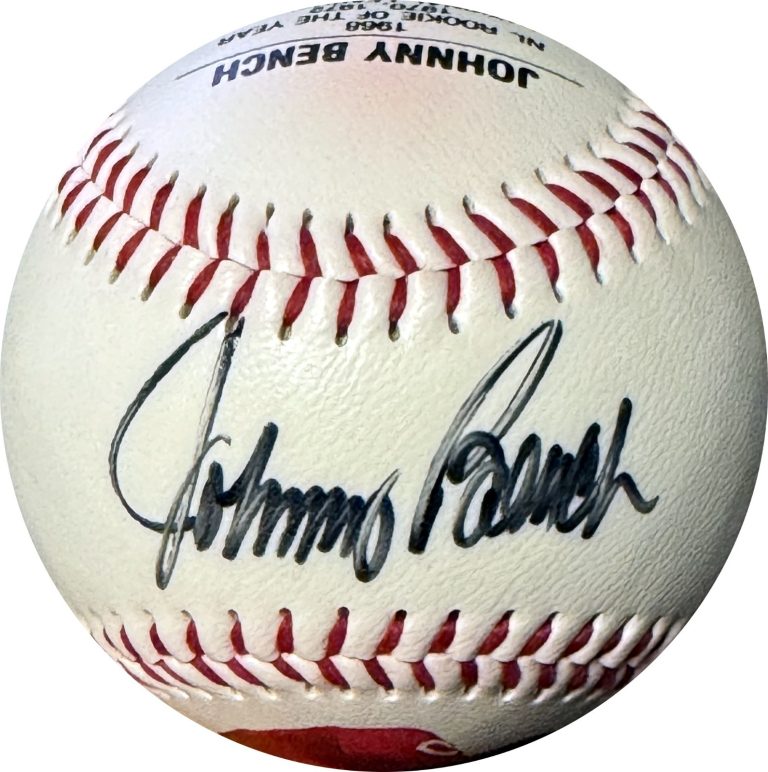 Johnny Bench signed Fotoball USA MLB Baseball /500 imperfect- COA - Reds/HOF