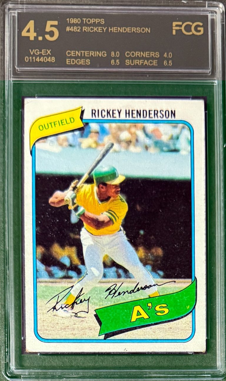 Rickey Henderson 1980 Topps Oakland A's Rookie Card  #482 - FCG Graded 4.5 VG-EX