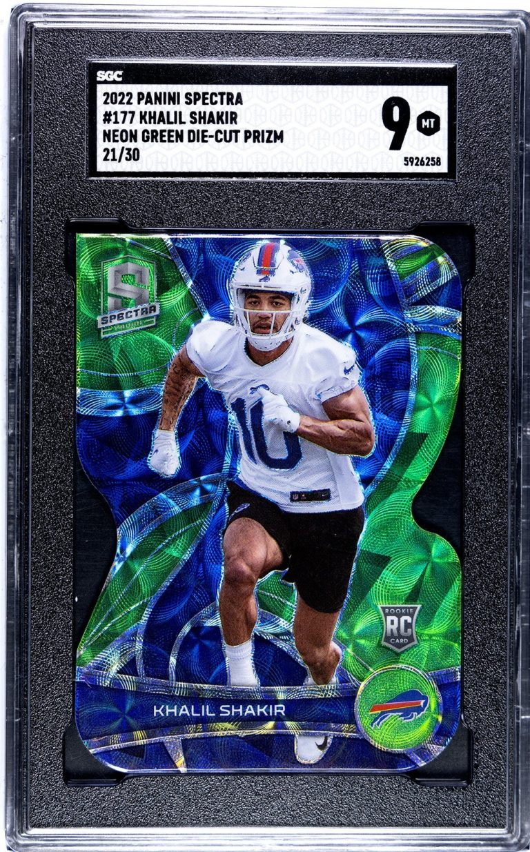 Khalil Shakir 2022 Panini Spectra Neon Green Rookie Card #177- /30- SGC Graded 9