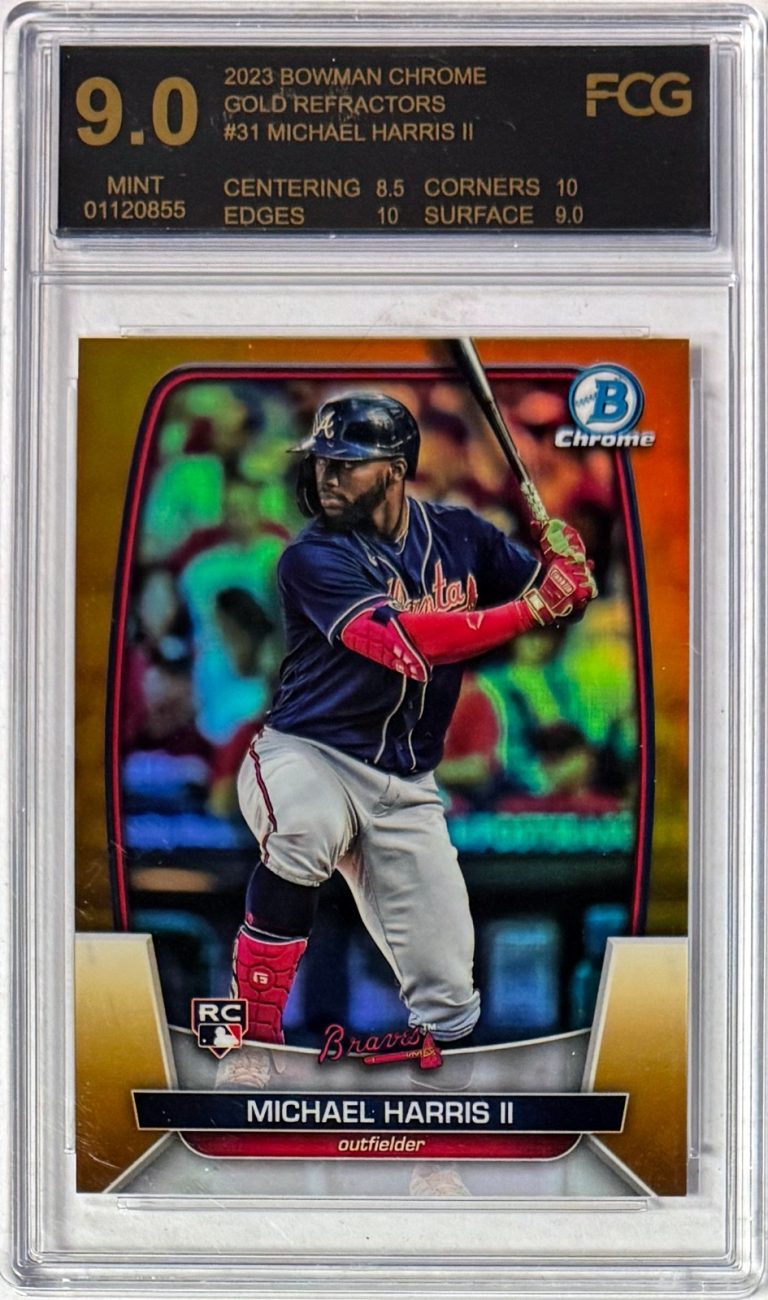 Michael Harris II  2023 Bowman Chrome Gold Refractor RC Card /50- FCG Graded 9