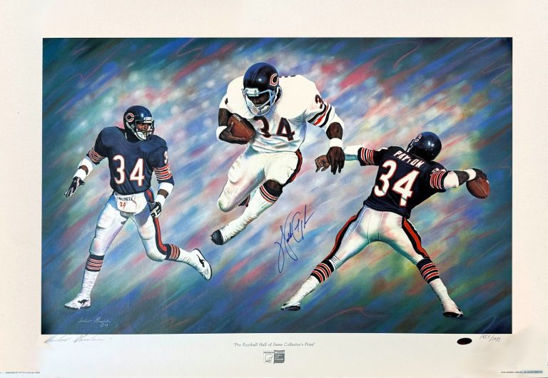 Walter Payton signed Chicago Bears 27x35 Lithograph Andrew Goralski LTD- Steiner
