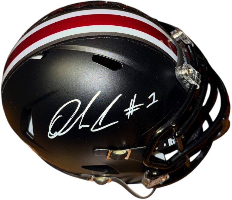 Quinshon Judkins signed Ohio State Buckeyes Black Speed Mini Helmet- Primetime