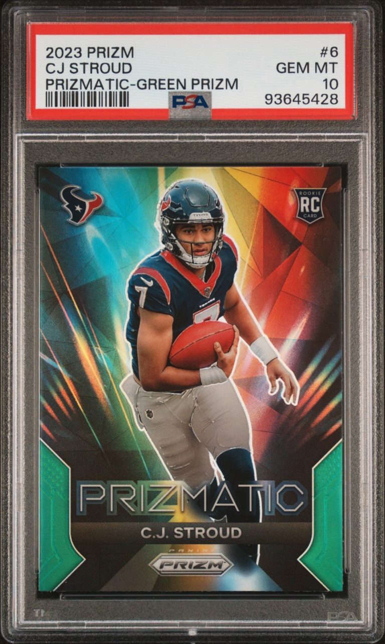 CJ/C.J. Stroud 2023 Panini Prizm Prizmatic Green RC Card #6-PSA Graded 10 Gem MT