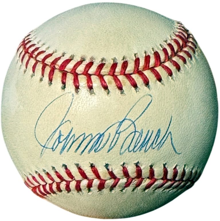 Johnny Bench signed RONL Rawlings Official National League Baseball toned - COA