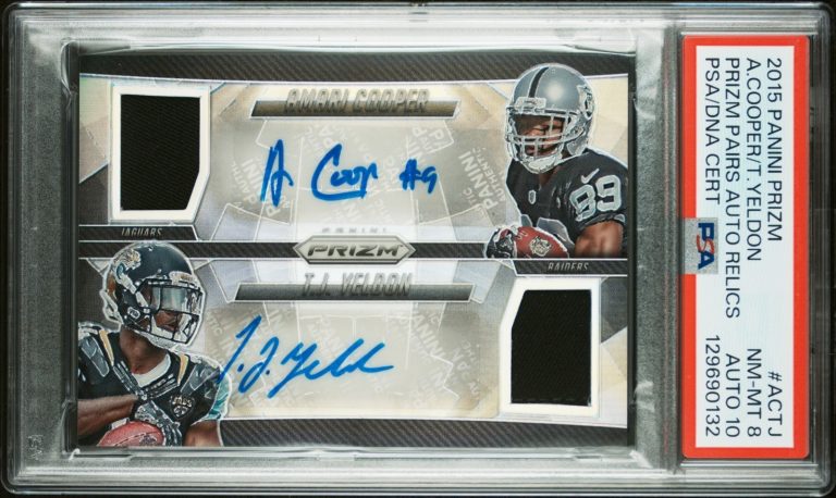 Amari Cooper/T.J. Yeldon 2015 Panini Prizm Auto/Relic Card /25- PSA Graded 8/10A
