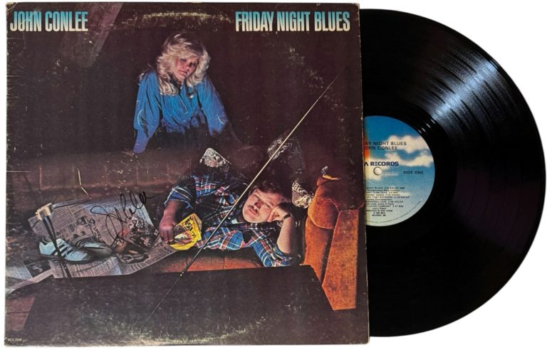 John Conlee signed 1980 Friday Night Blues Album Cover/LP/Vinyl Record- JSA