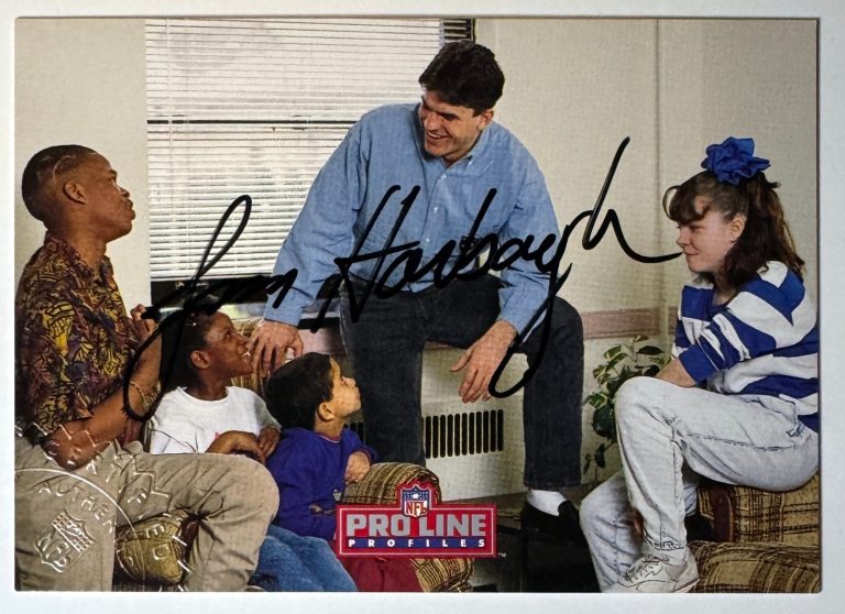 Jim Harbaugh signed 1992 Pro Line Profiles Certified On Card Auto #6 (Bears)