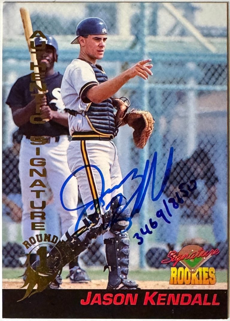 Jason Kendall signed 1994 Signature Rookies On Card Auto #33- /8650 (Pirates)
