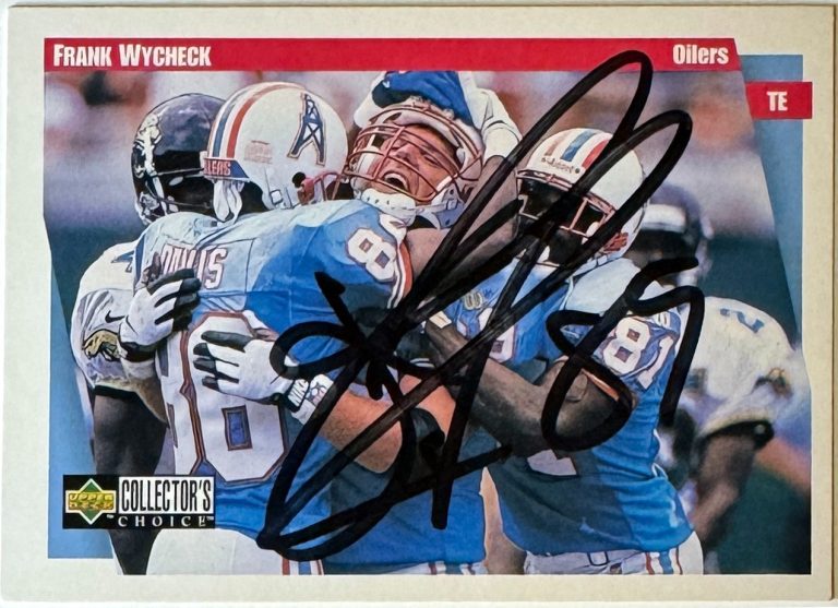 Frank Wycheck signed 1997 Upper Deck On Card Auto #214- COA (Tenn Oilers/Titans)