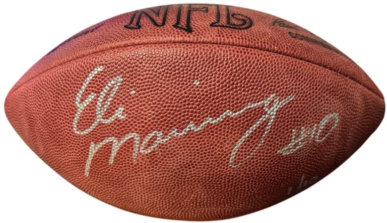 Eli Manning signed Official Wilson NFL Leather Football #10 /10 - Beckett Review