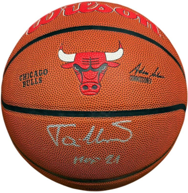 Toni Kukoc signed Bulls Logo Wilson NBA Composite Basketball w/ HOF 21- Schwartz