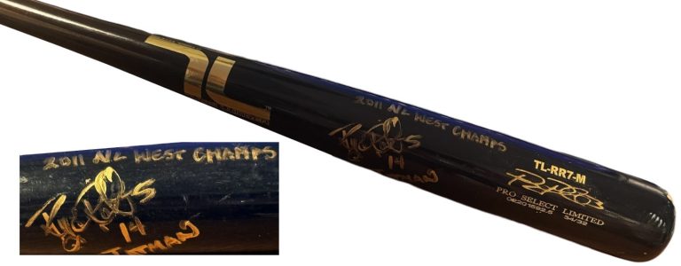 Ryan Roberts signed Tucci Lumber Game Used Player Model TL-RR&-M 34” Bat - COA