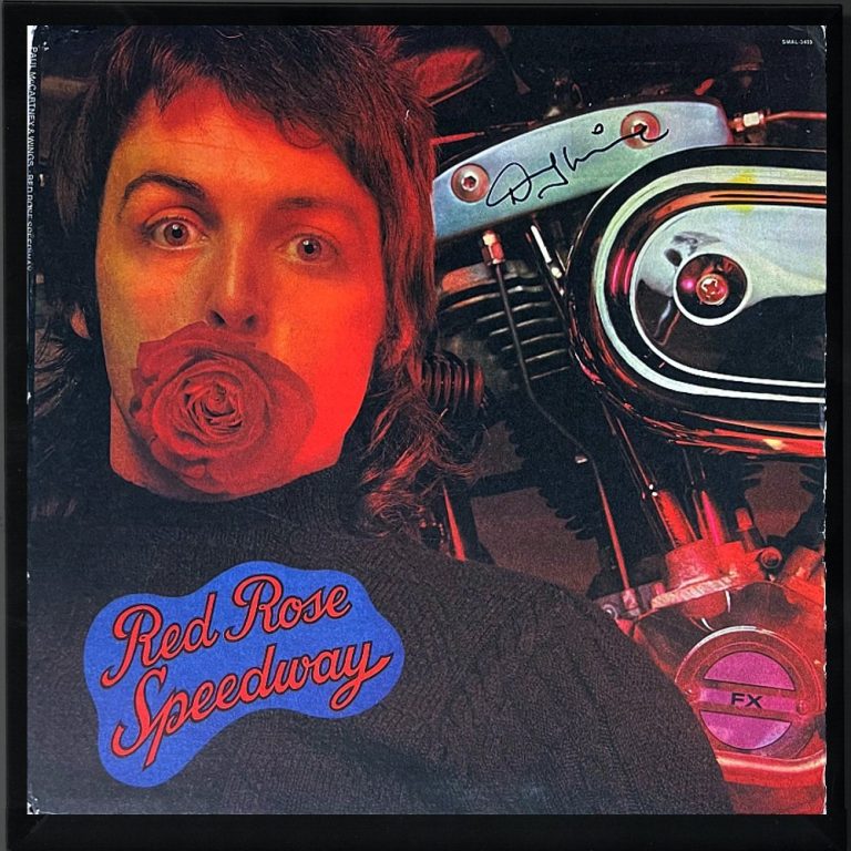 Denny Laine signed 1973 Wings Band Red Rose Speedway Album Cover/LP/Vinyl - JSA