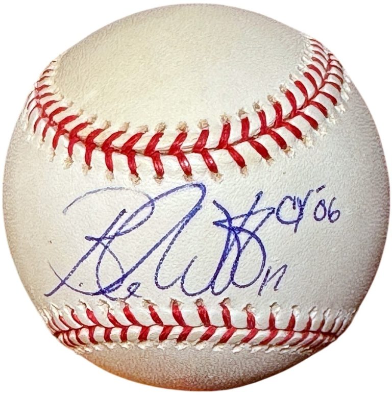 Brandon Webb signed Rawlings Official Major League Baseball minor tone CY 06-COA