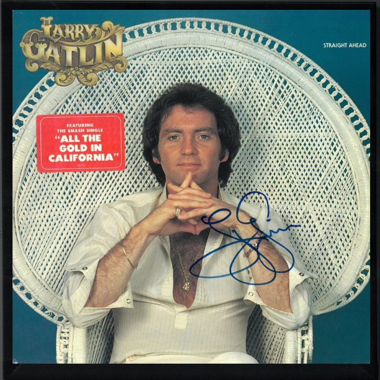 Larry Gatlin signed 1979 Straight Ahead Album Cover/LP/Vinyl Record Framed - JSA