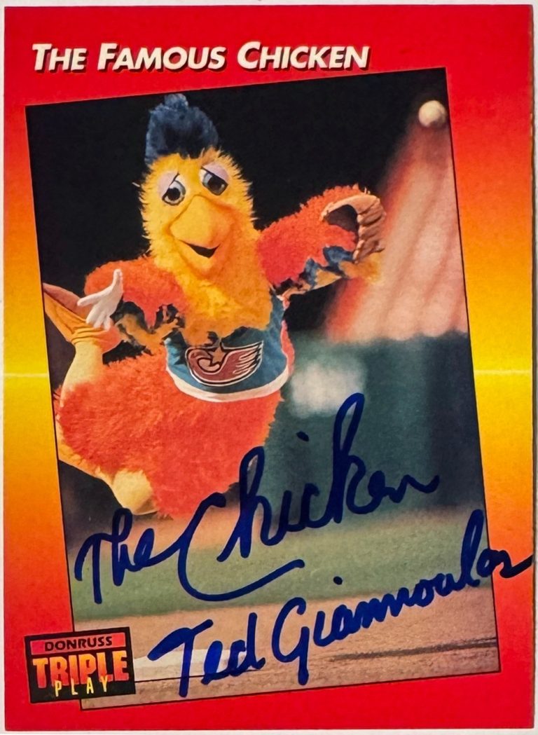 The Famous Chicken Ted Giannoulas signed 1991 Donruss TP On Card Auto #138 - COA