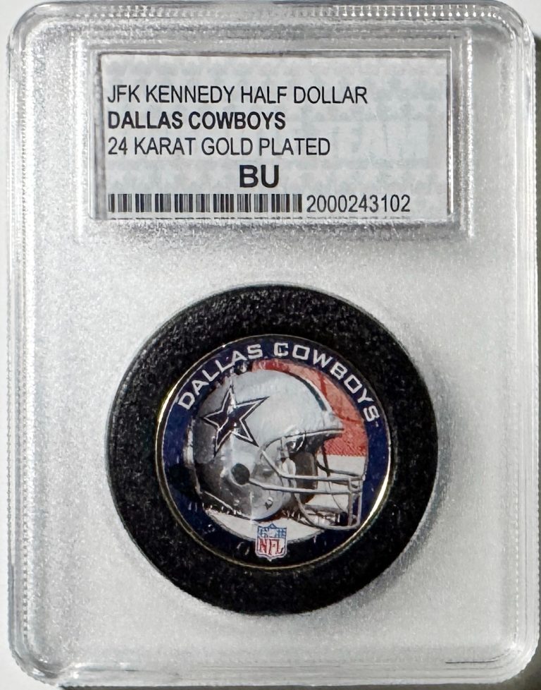 Dallas Cowboys NFL 24 Karat Gold Plated Kennedy Half Dollar,  #1 FAN BU