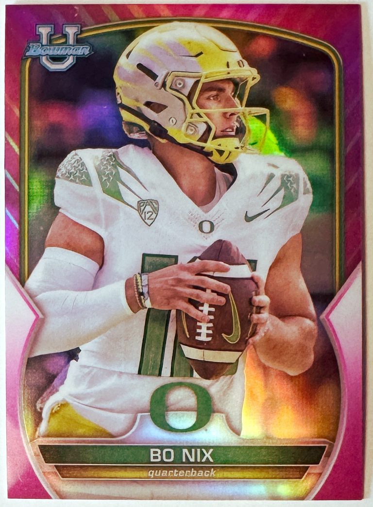 Bo Nix 2022 Bowman U Chrome Prospect Pink Refractor Rookie Card # 61 (Oregon)