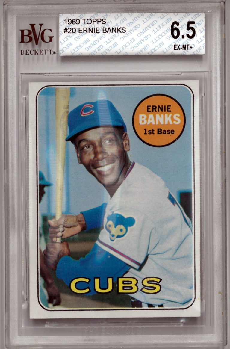Ernie Banks 1969 Topps Baseball Card #20 Cubs BVG Graded 6.5 EX-MT+ (Sub Grades)