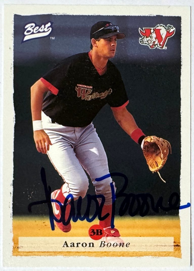 Aaron Boone signed 1995 Best Rookie On Card Auto #65-COA- Winston-Salem Warthogs