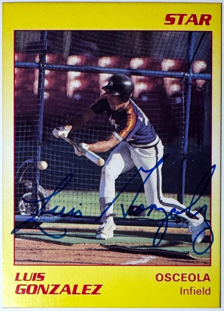 Luis Gonzalez signed 1989 Star Minor League On Card Auto #15-COA(Osceola Astros)