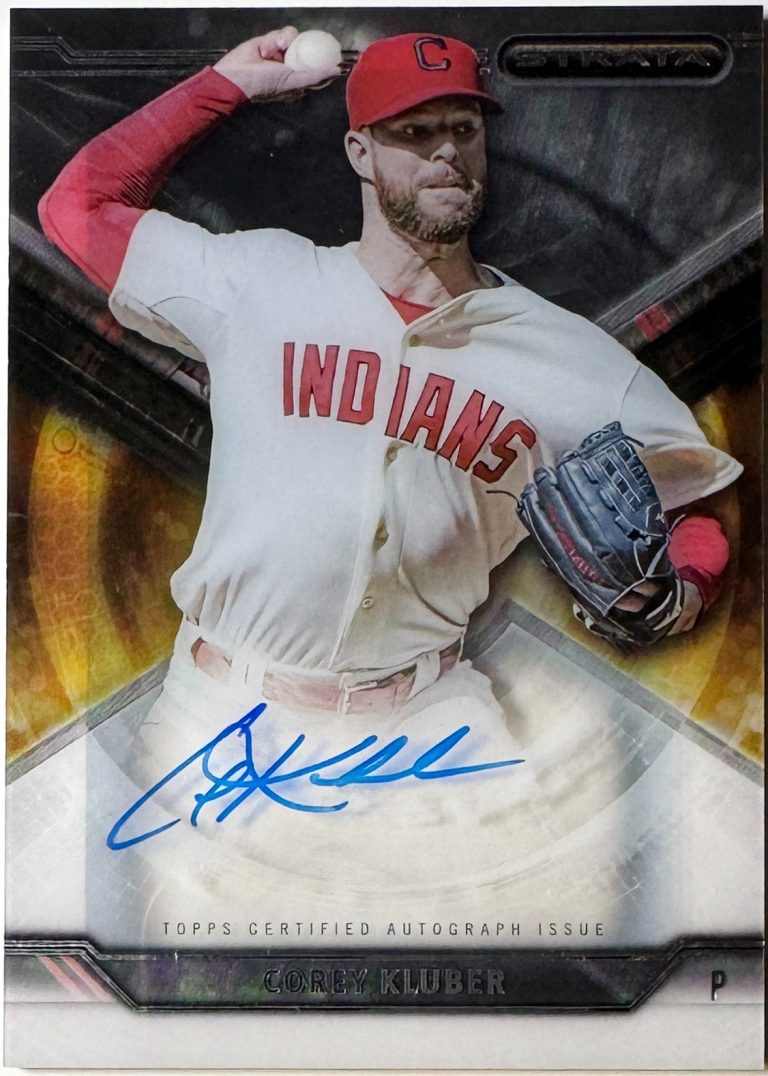 Corey Kluber signed 2015 Topps Strata On Card Auto #SA-CKR- (Cleveland/2X CY)