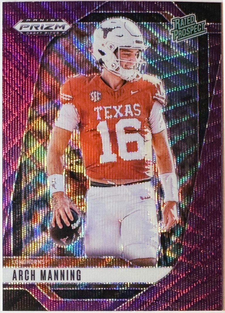 Arch Manning 2025 Panini Prizm Draft Picks Purple Wave Prizm (RC) #166-(Texas)
